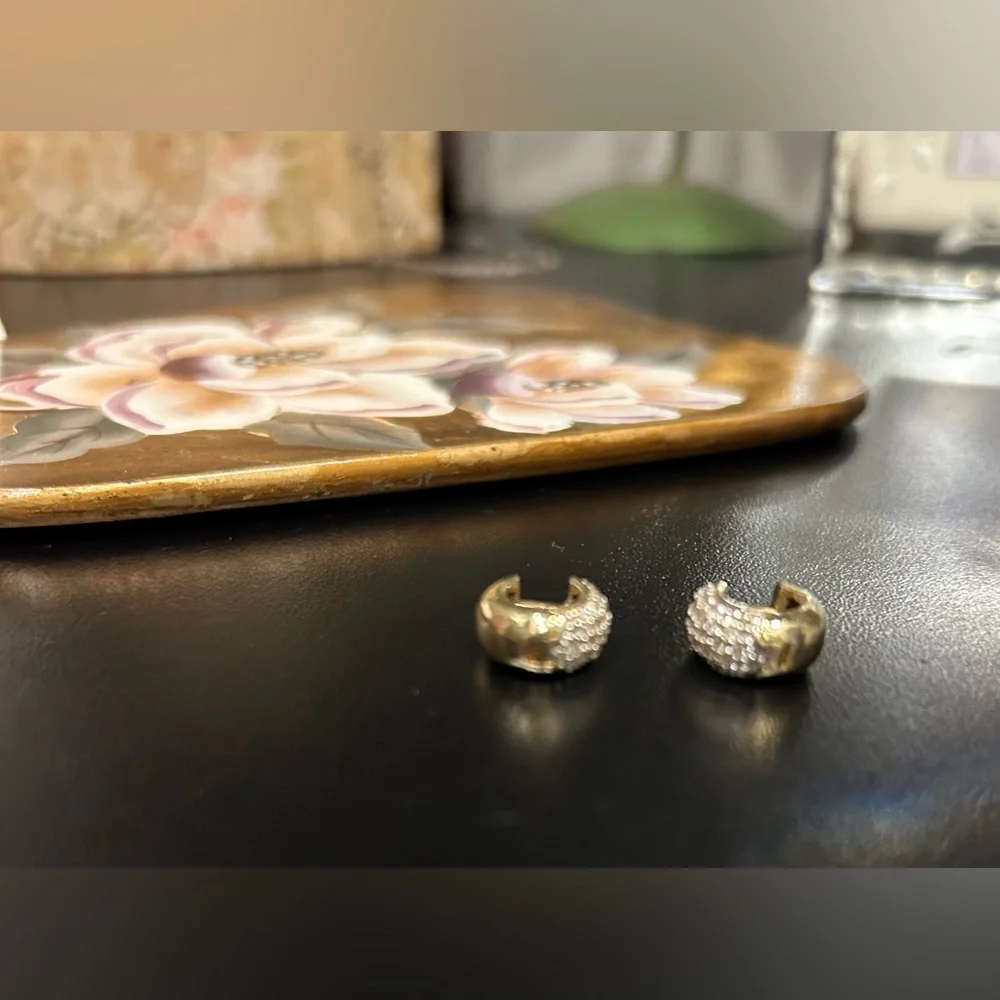 18 Karat Gold and Pave Diamond Huggie Earrings - Picture 3 of 13